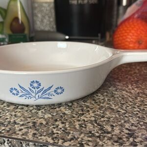 Corningware White Skillet with Blue Floral Design